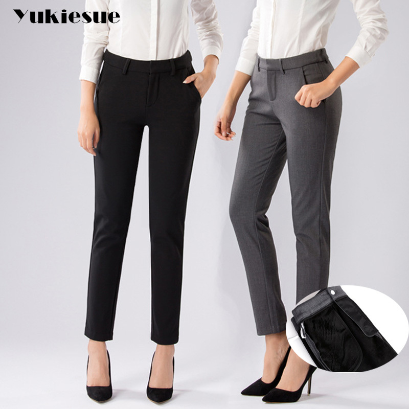 

High waist pants capris women summer syle plus size thick OL office pencil pants female trousers pantalon mujer 210519, Black for spring