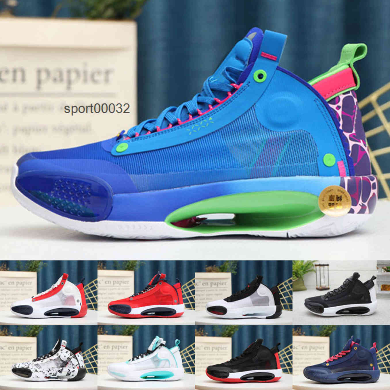 

Mens Air Zion Williamson XXXIV 34 ECLIPSE Snow Leopard Kids Shoes Jumpman 34s BLUE VOID Sneakers Trainers, As photo 1