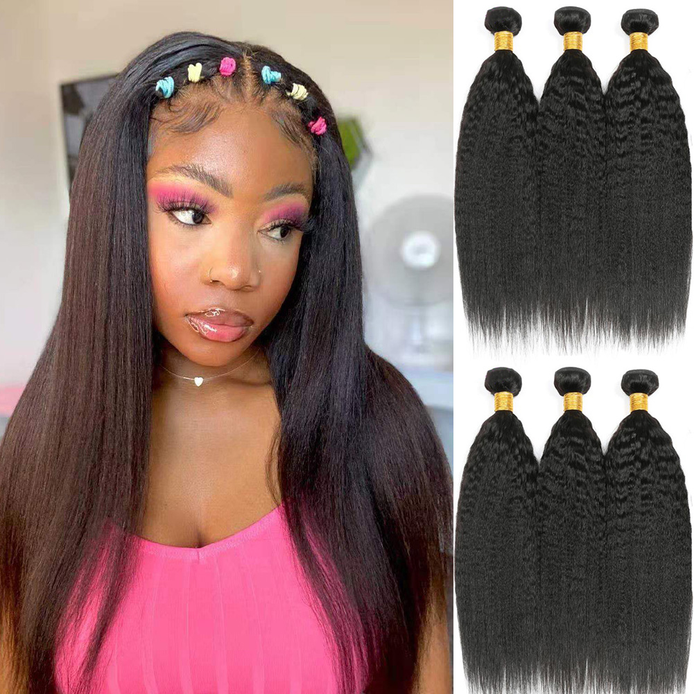 

Wholesale 3 Bundles Unprocessed 10-30 Inch Natural 1B Color Kinky Straight 100% Virgin Human Hair Extensions Malaysian Indian Peruvian Brazi, Natural color