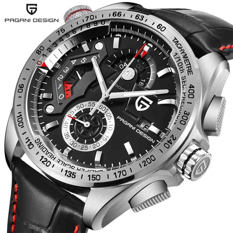 

PAGANI Design CX2492 Mens Chronograph Sport Leather Watches Stainless Steel Luxury Brand Quartz Watch Dive 50M relogio masculino 210407, Slivery;brown