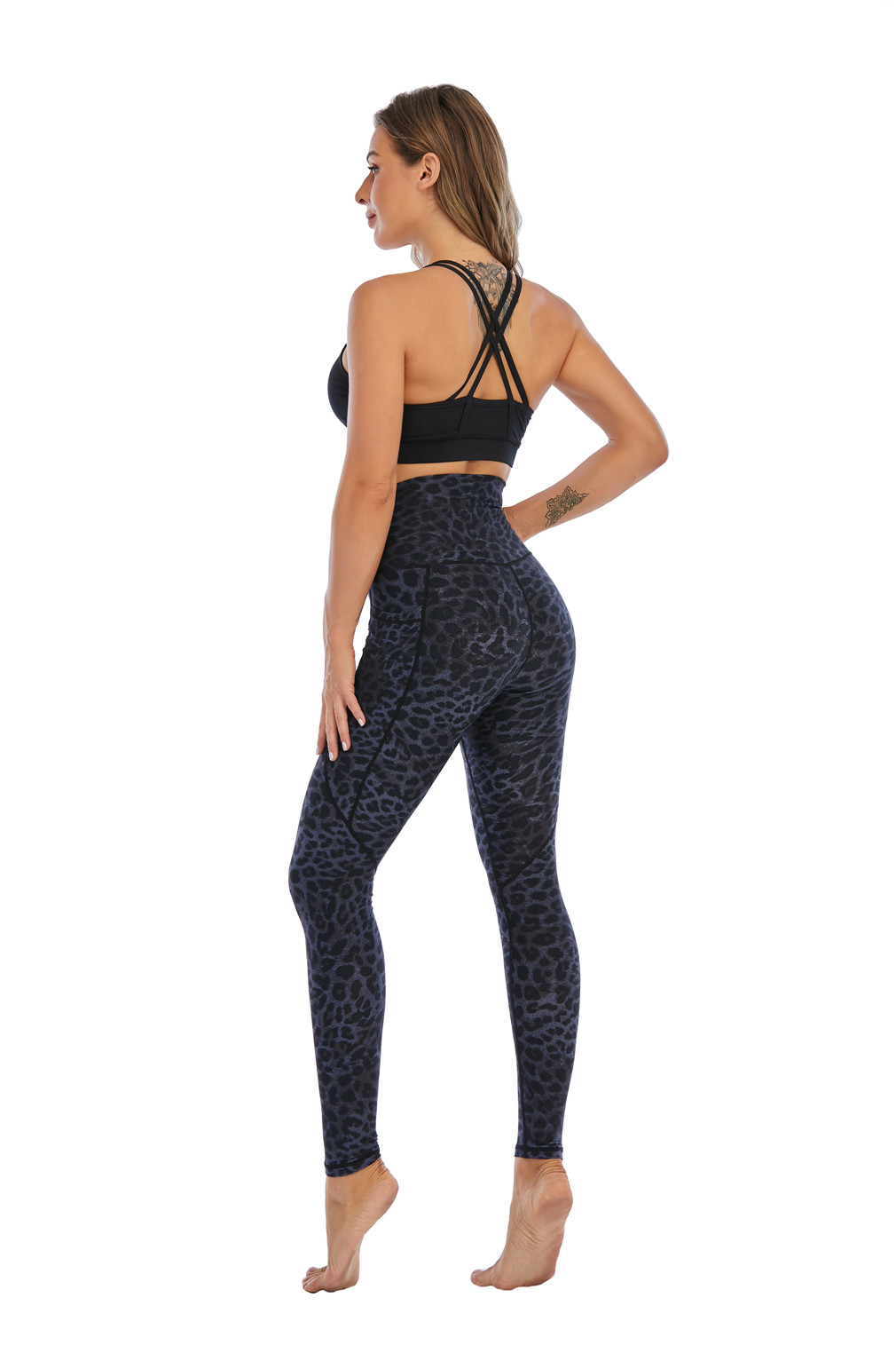

High Waist Yoga Pants Tummy Control Workout for Women Super Soft Gym Running Tranning Leggings Leopard Pattern, Black