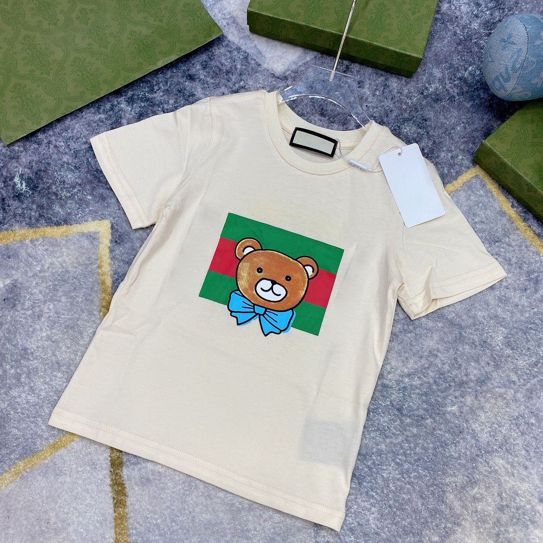 

brand t shirts KIDS desigeners BOY summer classic clothing bear printing boys Tees girls tops size 100-150, Blue