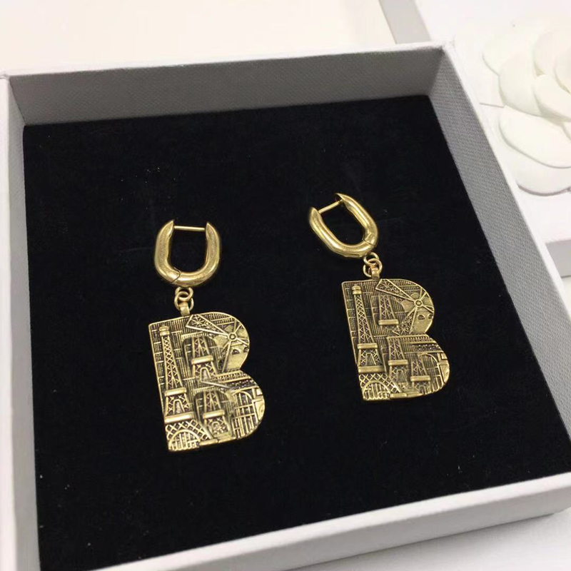 

Fashion Hoop & Huggie Earrings B Logo Earring for Women Party Wedding Lovers Gift Luxury Designer Jewelry with Box, Golden;silver
