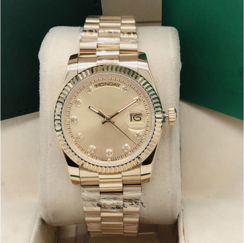 

Fashion watch 36mm Mechanical women's watch Calendar Sapphire Gold Stainless Steel Band Automatic Men Wristwatch, Waterproof