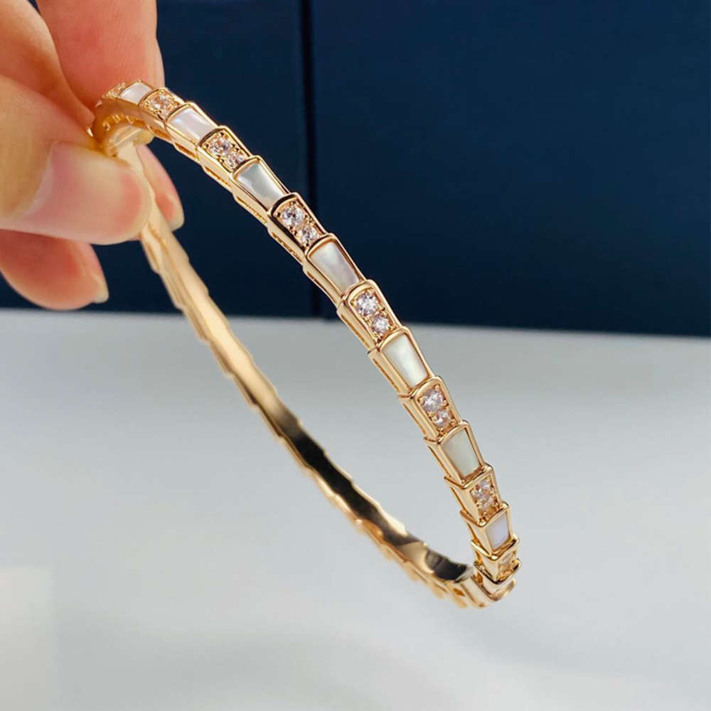 

HBP Snake Bracelet women's S925 pure silver natural Fritillaria shell full diamond snake bone CLASP BRACELET