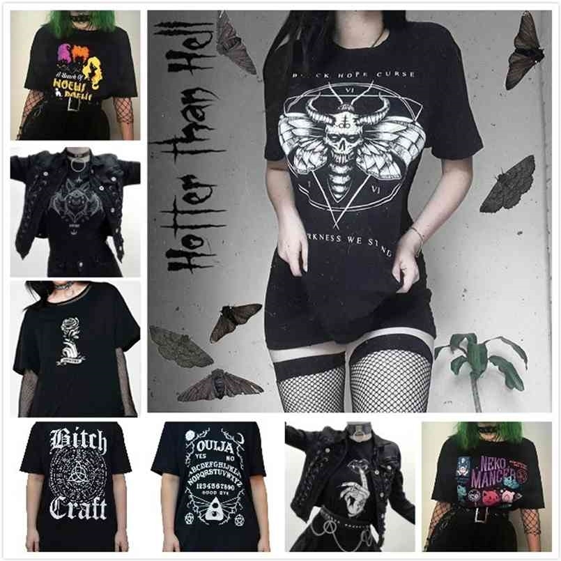 

Fashion Gothic Horror Black T shirt Unisex Men Women Hallowmas Gfit Graphic Tees Hipster Harajuku Short Sleeves Grunge Tops Tee 210708, Mouth