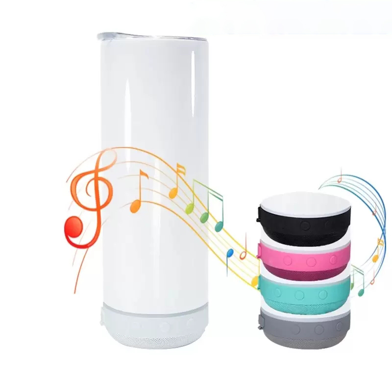 

20oz Sublimation Bluetooth Speaker Tumbler Sublimation STRAIGHT tumbler Wireless Intelligent Music Cups Stainless Steel Smart Water Bottle with lids, Green