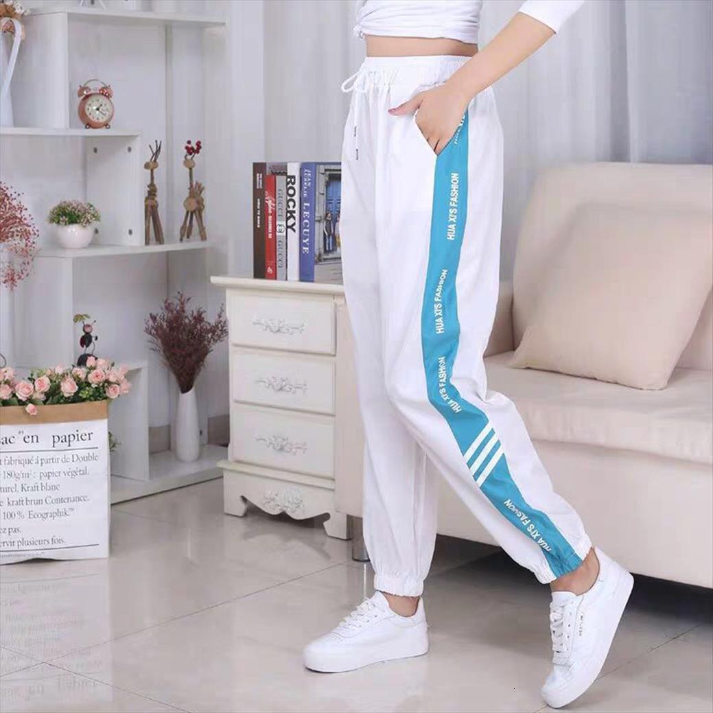 

high waist cargo white womens capri patchwork hip hop harem loose trousers soprt black female plus size, Black;white