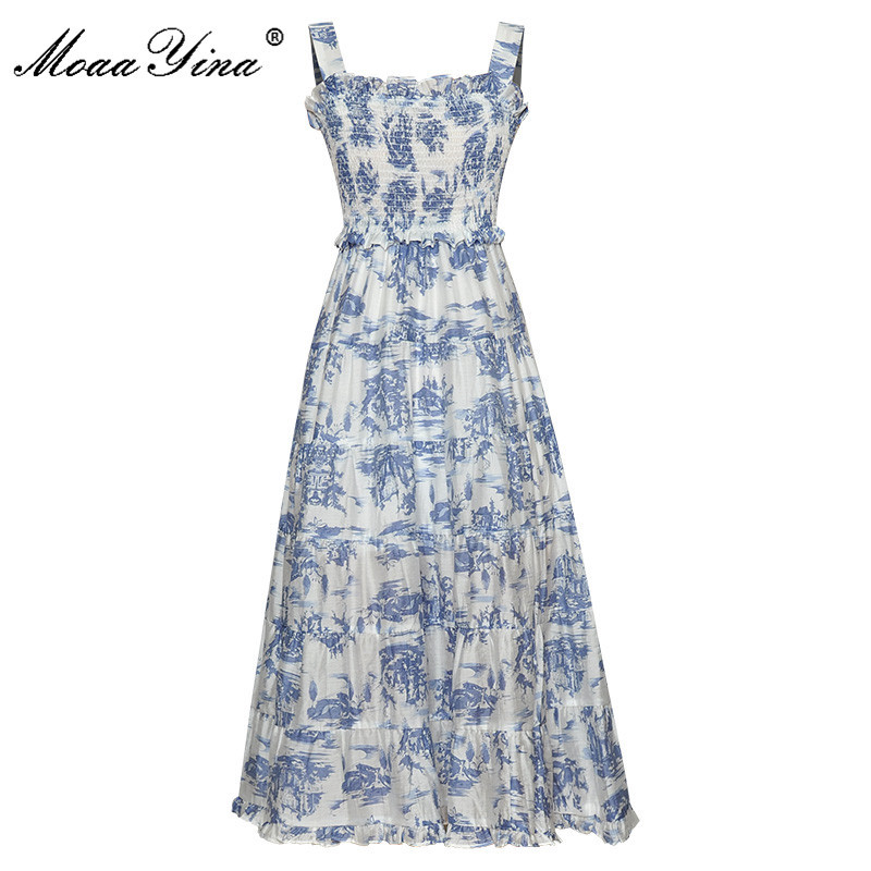 

Fashion Designer Dress Summer Women' dress Sexy Backless Print Elegant 210524, Beige