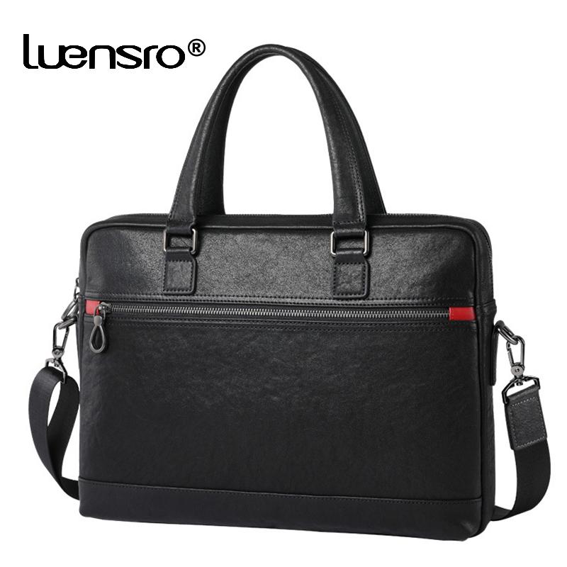

Briefcases High Quality Genuine Leather Laptop Briefcase Men Bag Soft Cowhide Shoulder Bags Business Office For Handbag