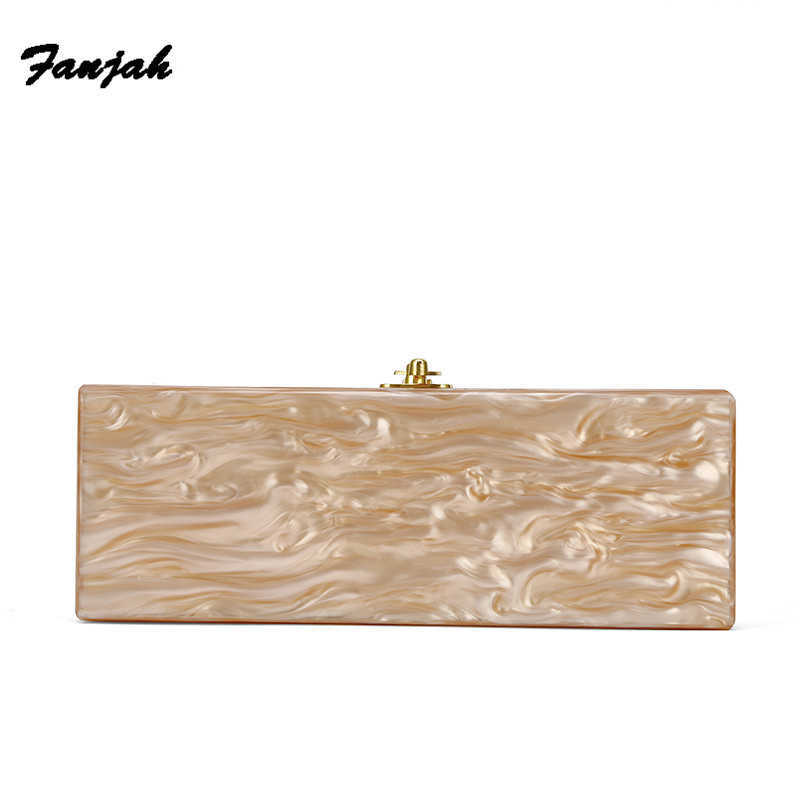 

pearl white or Champagne color long size mirror inside metal clasp acrylic box clutches women lady girl acrylic wallet purse Q0709, Nude