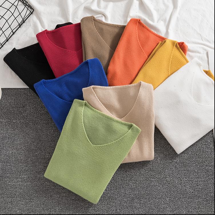 

womens sweaters soft jumper winter v neck korean women pullovers autumn knit solid color slim long sleeved wool blend female, White;black