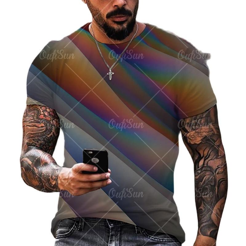 

Men's T-Shirts 3D Vertigo Print Oversized Casual T Shirt Men Hip Hop Rock Disco Party Handsome Clothes Summer O Collar Short Sleeve Daily Te, Zm-212