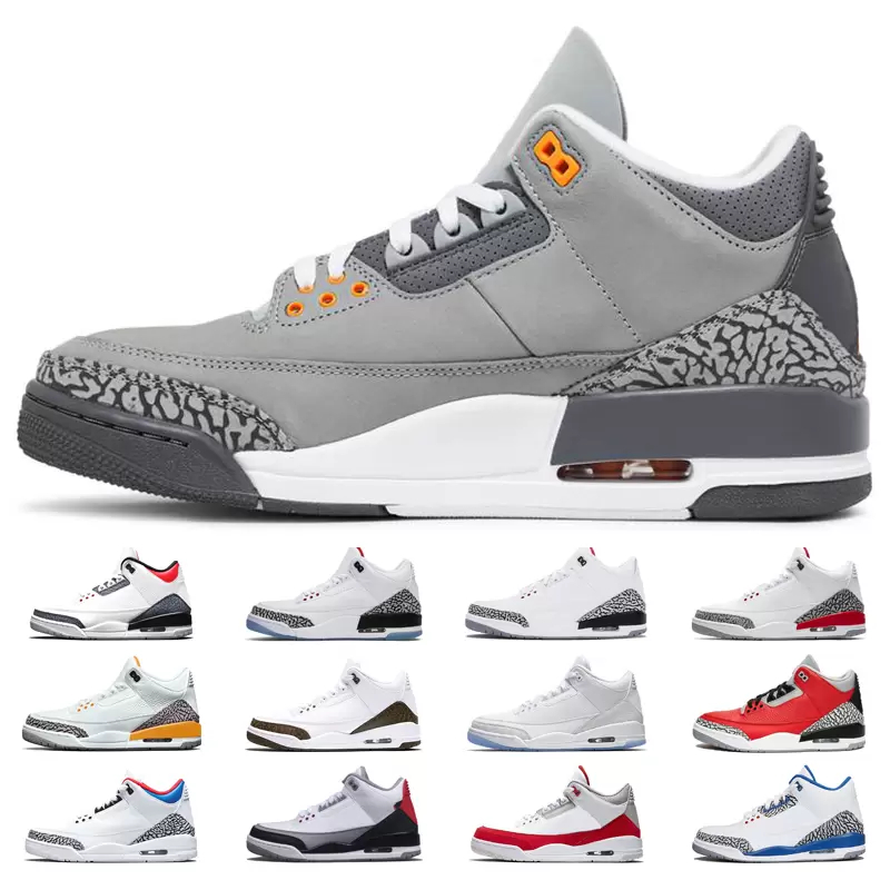 

3s Basketball Shoes 3 Mens Cool Grey Mocha UNC Fire Red Tinker NRG Laser Orange Pure White True Blue SEOUL Trainers Outdoor Sneakers Sports Outdoor, 17