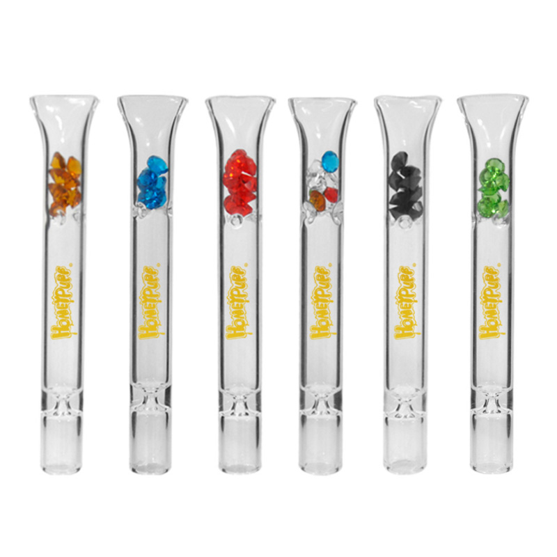 

HONEYPUFF Diamond Glass Smoking Pipe drip tips 103 MM Long Cigarette One Hitter Pipes Mini Portable Tube