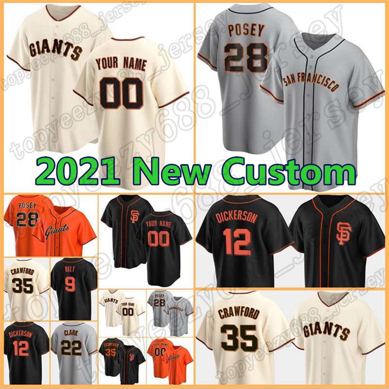 

28 Buster Posey Custom San Francisco Baseball 35 Brandon Crawford Will Clark Brandon Belt Alex Dickerson Matt Wisler Giants Jersey Mens, Blue;black