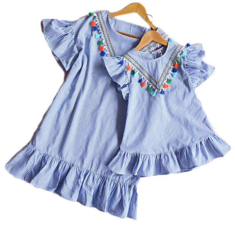 

Girls Summer Dress Family Look Matching Mother and Daughter Dresses Mommy and Me clothes Mom and Daughter Dress LJ201109, Pink