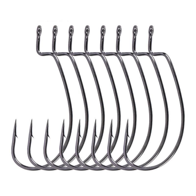 

Fishing Hooks 8pcs / Bag 3/0# 4/0# Crank Hook Tip Sharp High Carbon Steel Single For Soft Bait Black Nickle Barbed