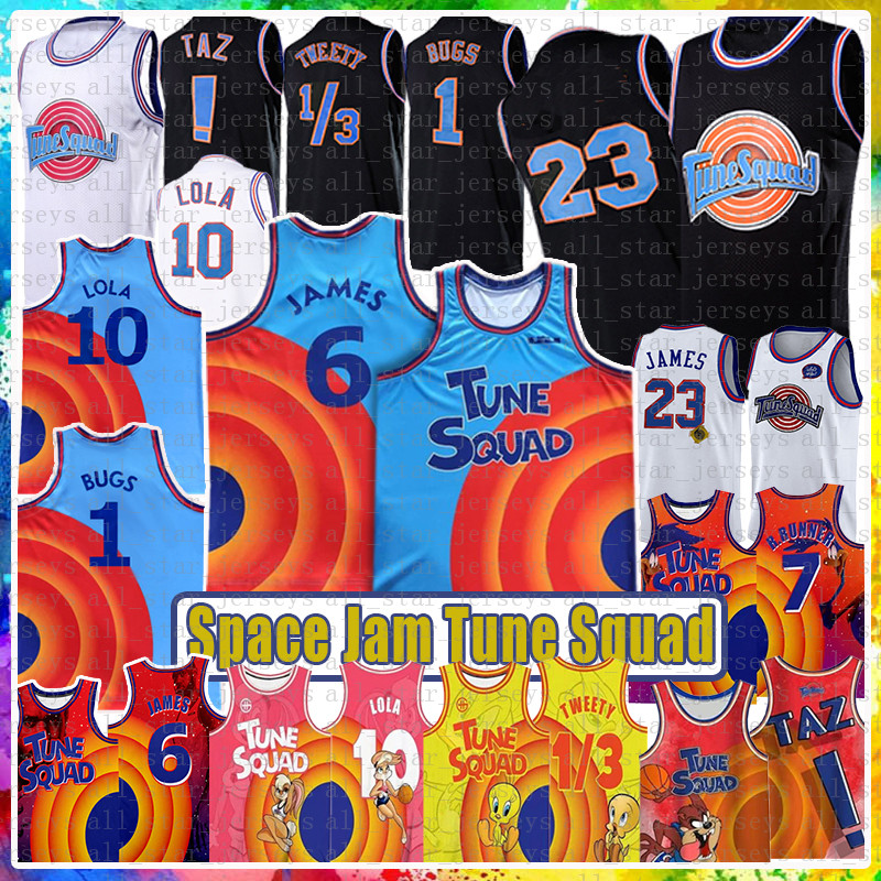 

Lebron Movie Space Jam Tune Squad 2 6 James Basketball Jersey 23 1 Bugs 22 Bill Murray 10 Lola D.DUCK ! Taz 1/3 Tweety 7 R.RUNNER 2021 Youth, Mens-jersey