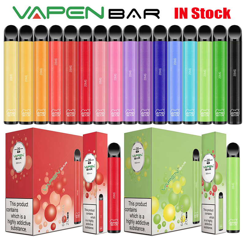 

Original VAPEN Bar Disposable E Cigarette Pod Device Kit 650 Puffs 2ml 2% Strength Prefilled Cartridge 500mAh Battery Stick Vape Pen Authentic