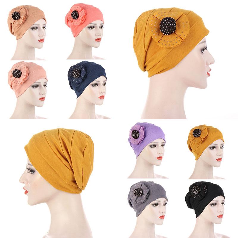 

Ladies Turban Bonnet Soild Color Top Knot Inner Hijab Caps African Headwrap Women Head Wraps India Hat Hijabs Cap Soft Flower Beanie/Skull, Khaki