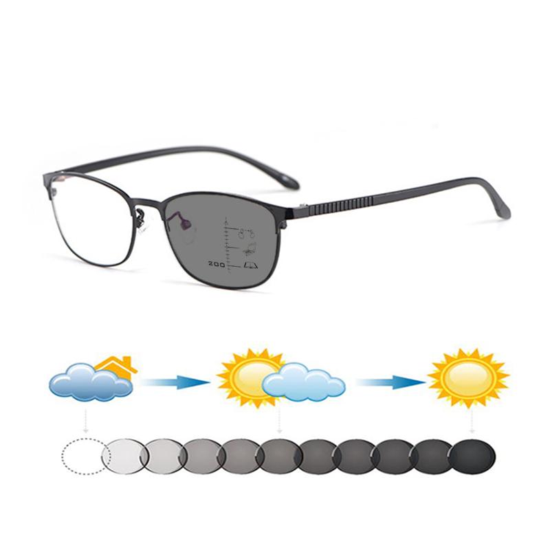 

Sunglasses Women Business Alloy Frame TR Leg Pochromic Progressive Reading Glasses Sun Automatic Discoloration Presbyopic