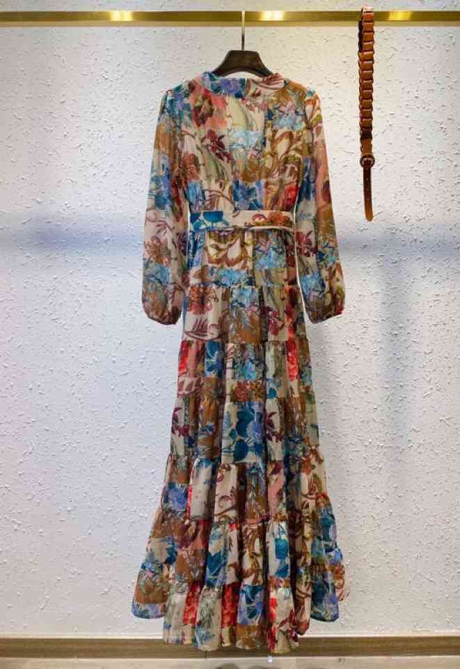 

Street Style Dresses Australian women' color-tie collared jigsaw print waist dress VOXI, Multi