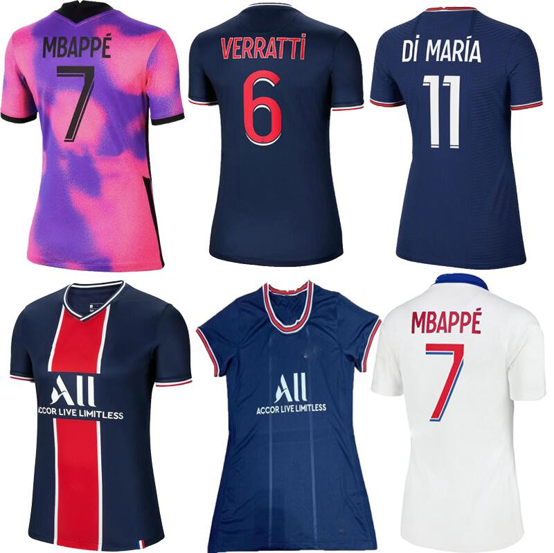 

Woman kit Soccer Jersey 2021 2022 paris fourth VERRATTI CAVANI MBAPPE 21 22 ladies football Shirt DI MARIA girls uniforms, Blue