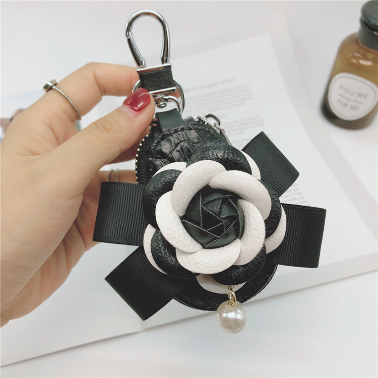 

Women's leather zipper multi function female business car case key ring