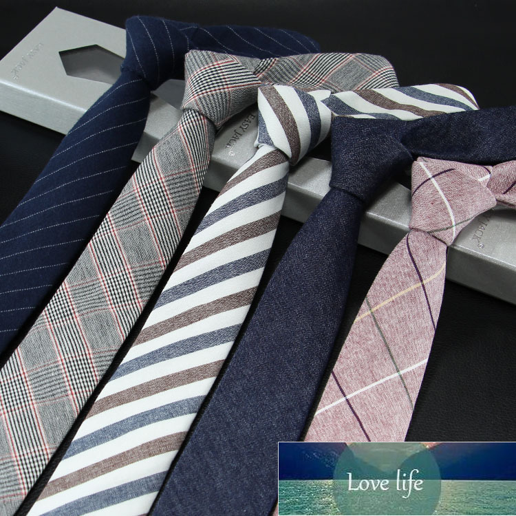 

Mens Tie Narrow Version of Cotton and Linen Necktie Male 6cm Formal Wear Business Casual Professional Work Check Father's Gift