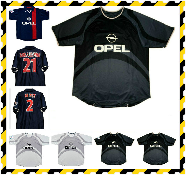 

Rétro 2001 2002 Soccer Jerseys Paris Okocha Arteta Heinze Anelka Pochettino Aloisio Llacer Ronaldinho 01/02 Home Retro Football Shirt