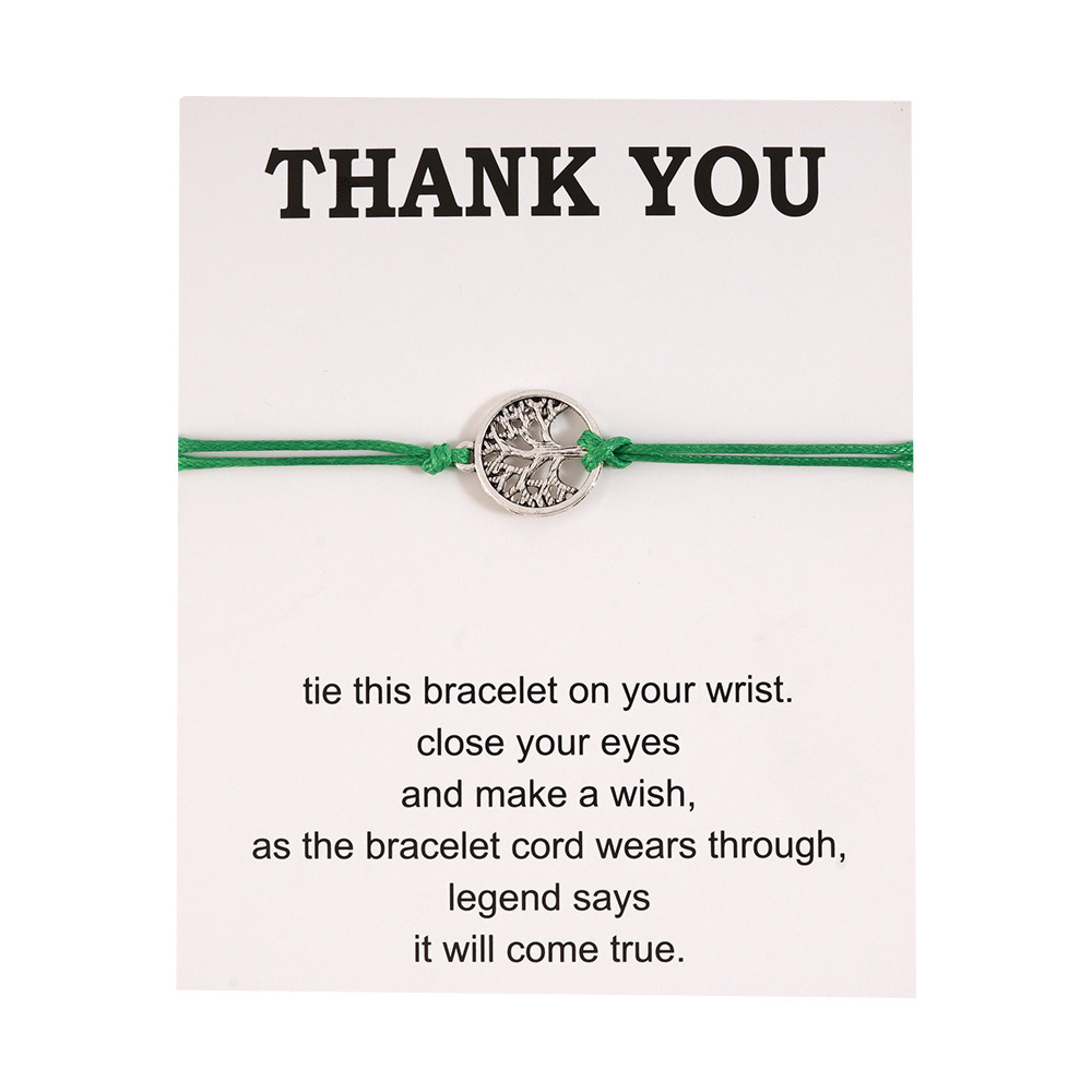 

Hombres Regalos Tree of Life Bracelet Charm Thank You Bracelets Color String Braiding Couple Bracelet for Men Women Card