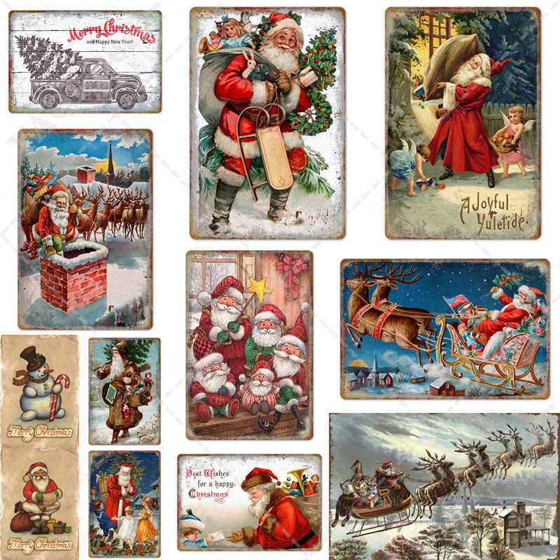 

Merry Vintage Tin Metal Decor New Years Christmas Gift Sweet Home Sign Wall Decorationa