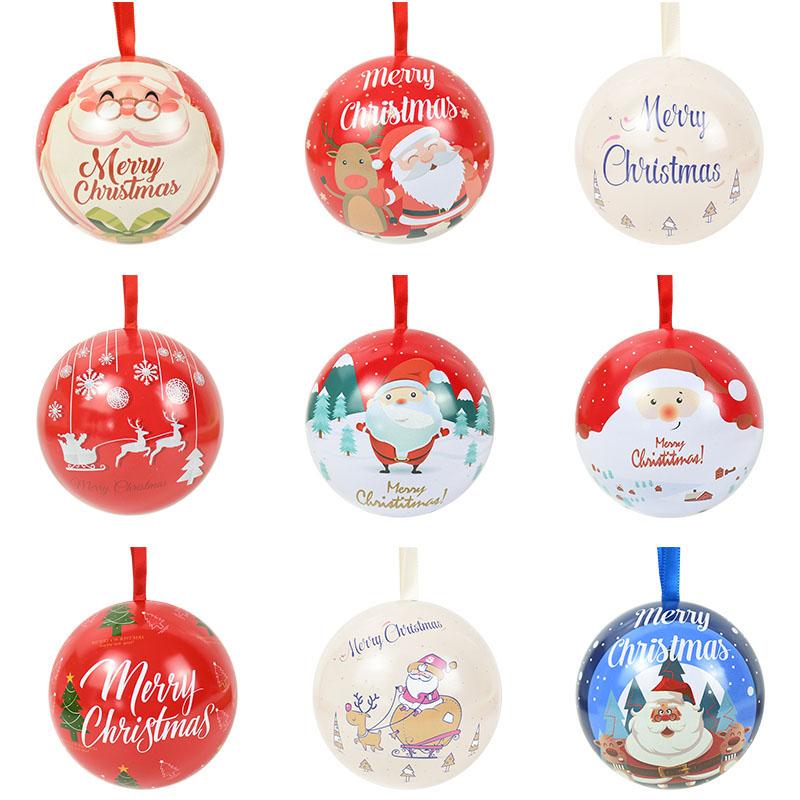 

Gift Wrap 1/2pc Christmas Candy Box Tinplate Ball Year Children's Tin Packaging Decoration Eve Tree Ornaments