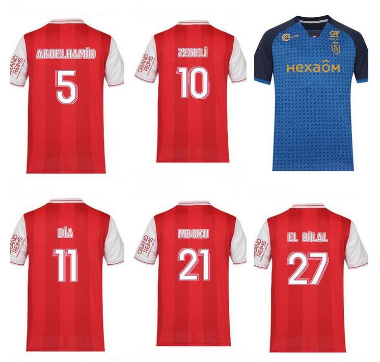 

21 22 Stade Reims soccer jerseys dia home white 2021 2022 maillot de foot EL BILAL CAFARO MBUKU ZENELI ABDELHAMID adult men kit football shirts top thailand quality