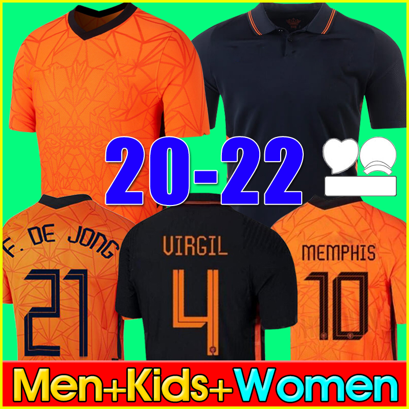 

MEMPHIS 2021 Netherlands soccer shirt DE JONG Holland DE LIGT STROOTMAN VAN DIJK VIRGIL 2022 football jersey Adult women men+ kids kit sets, P07 20 21 home kids