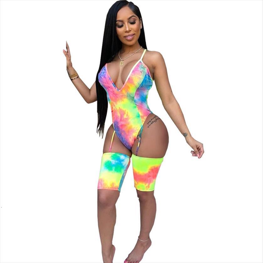 

summer beach short playsuit women romper tie dye print high cut bodysuit clubwear clothes overalls, Black;white