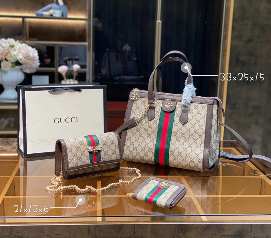 

GUCCI Three-piece Totes Designer Cross Body Fashion woman luxury Shoulder GG Handbag Genuine Leather Classic pattern Design Super Large Capacity High Quality, #1