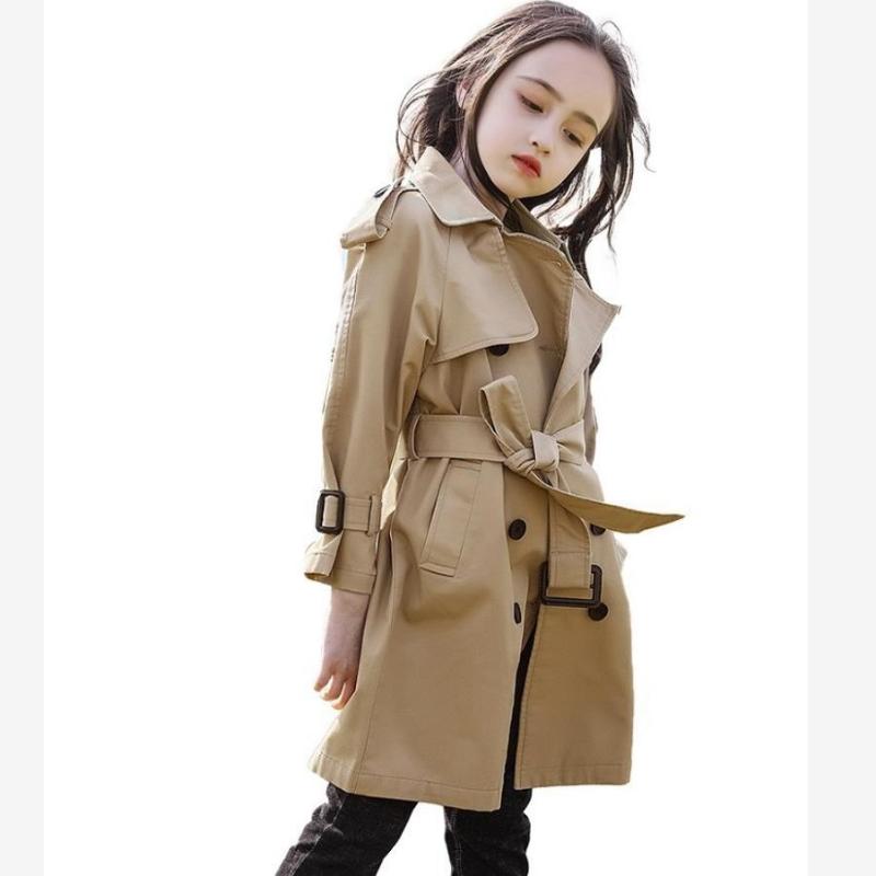 

Coat Children's Windbreaker Spring Autumn For Girl Long Sleeve Lapel Trench Baby Clothes Girls Y2641, Blue;gray