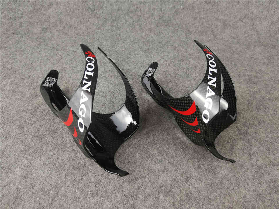 

Full carbon fibre 3K Glossy Black Red Colnago carbon road bike water bottle cages holders