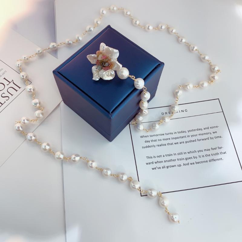 

Chains Daimi Natural Freshwater Pearl Long Sweater Chain 14k Gold-plated Jewelry Gift For Women, Silver