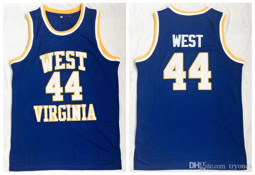 

Vintage West Virginia Mountaineers #44 Jerry West College Basketball Jerseys Mens Cheap Blue Jerry West University Stitched Shirts S-XXL, Black;red