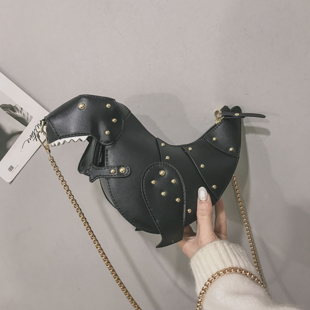 

Leather Bag Bags Women Dinosaur Shape Shoulder Rivet Chain Purse Fashion Mini Bolsas handbag QDT5