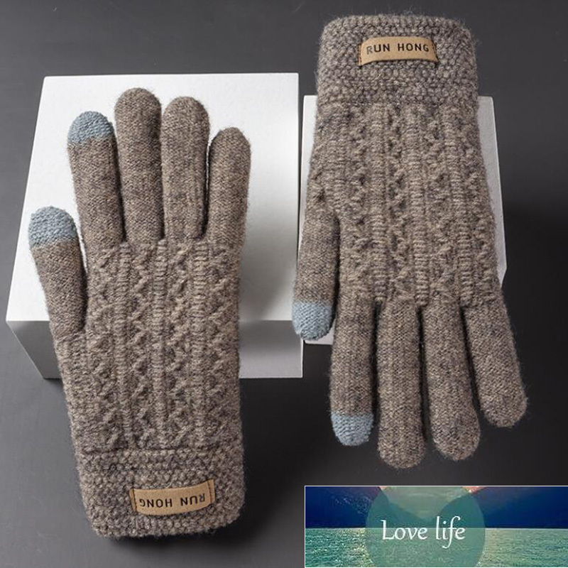 

Unisex Winter Thicken Twist Flower Wool Knit Touch Screen Mittens Female Cashmere Elastic Nonslip Cycling Driving Gloves H96 Factory price expert design Quality