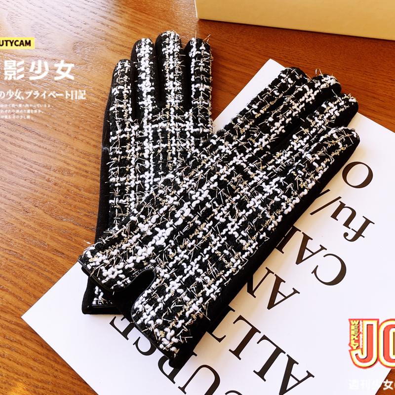 

Five Fingers Gloves 2021 Brand Designer Women Double Padded Cashmere Mittens Touch Screen Plus Velvet Thick Wool Female Guante Mujer
