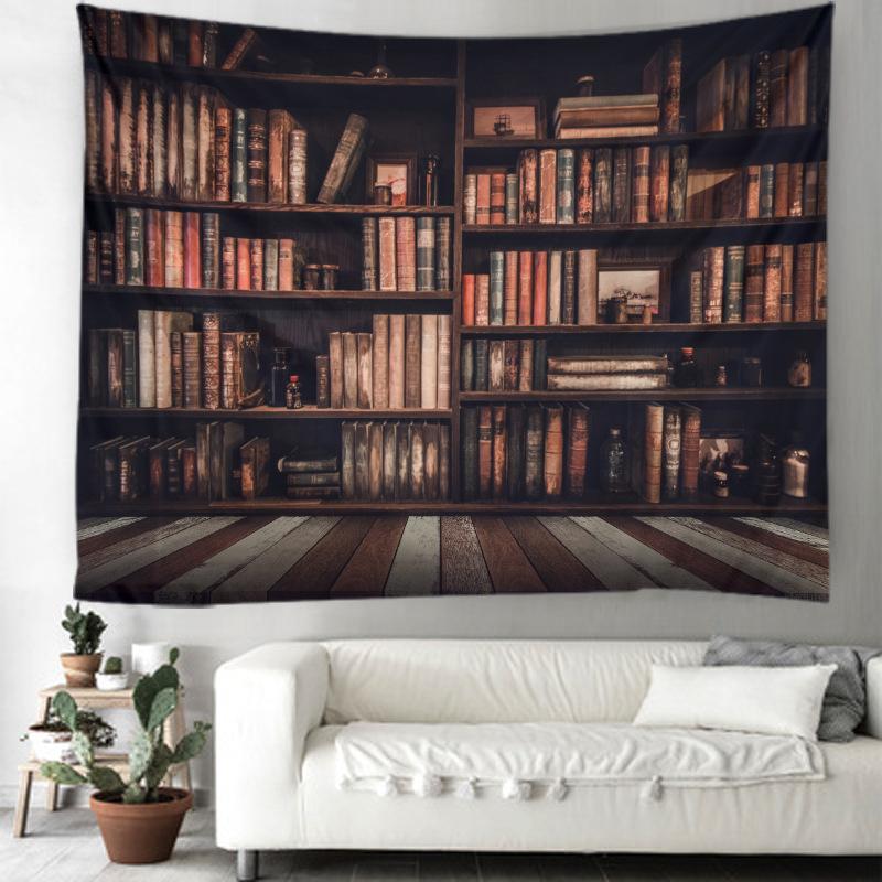 

Tapestries Library Bookshelf Study Bedroom Dormitory Background Room House Decoration Tapestry Wall Hanging Decor Aesthetic