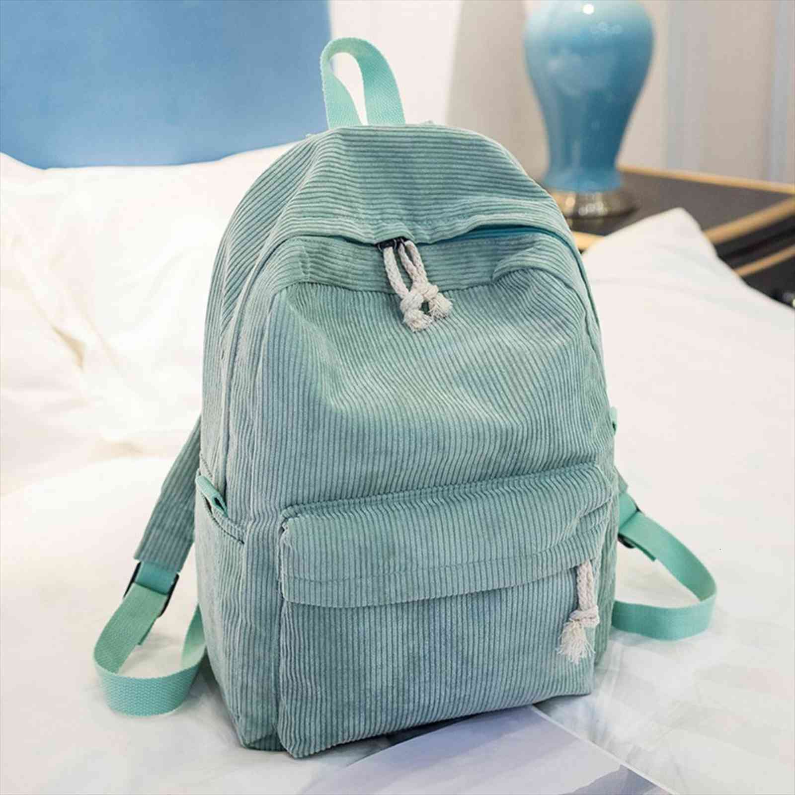 

rucksack shoulder bag waterproof women backpack large student corduroy fashion casual