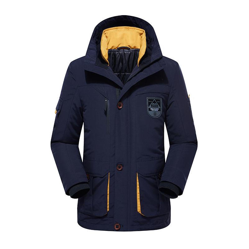 

Men's Down & Parkas 2021 Winter Cotton Jacket Men Thick Warm White Hooded Fur Collar Man Waterproof Coat, Black