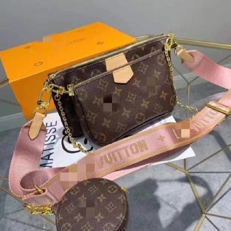 

LVLOUISVITTON High Quality Designer 3 Piece Set Handbags Purses women MULTI POCHETTE ACCESSOIRES Shoulder Bag VUTTONLV78, Red;black