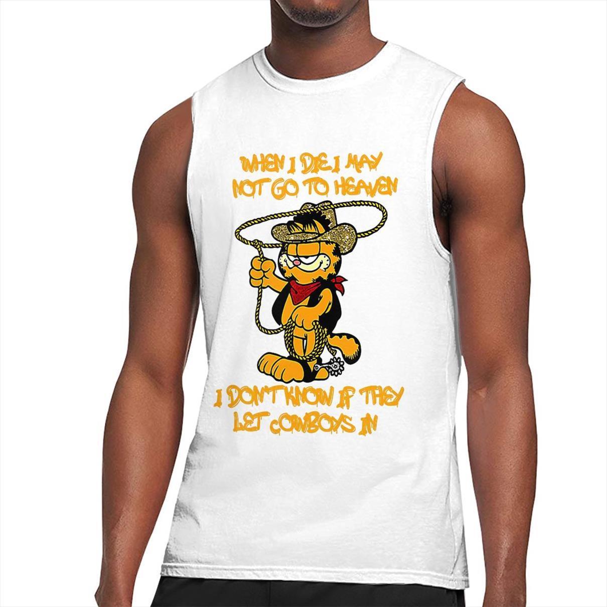 

the garfield show anime mens cowboy tank men bodybuilding summer gym clothing male sleeveless shirts loose vest, White;black